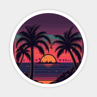 Retro Sunset Palms Magnet